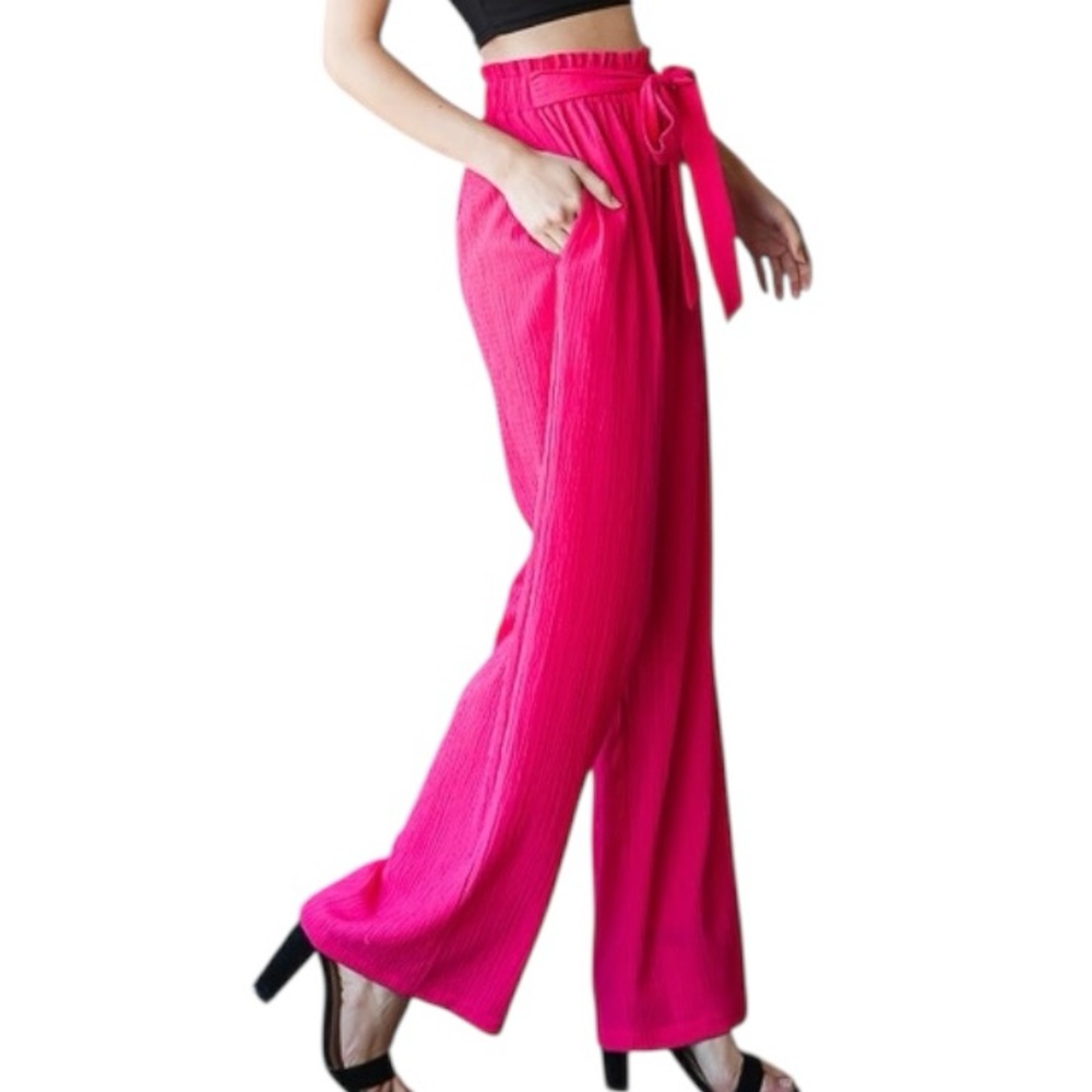 Heimish Full Size Front Tie Pants with Paperbag Waistband
